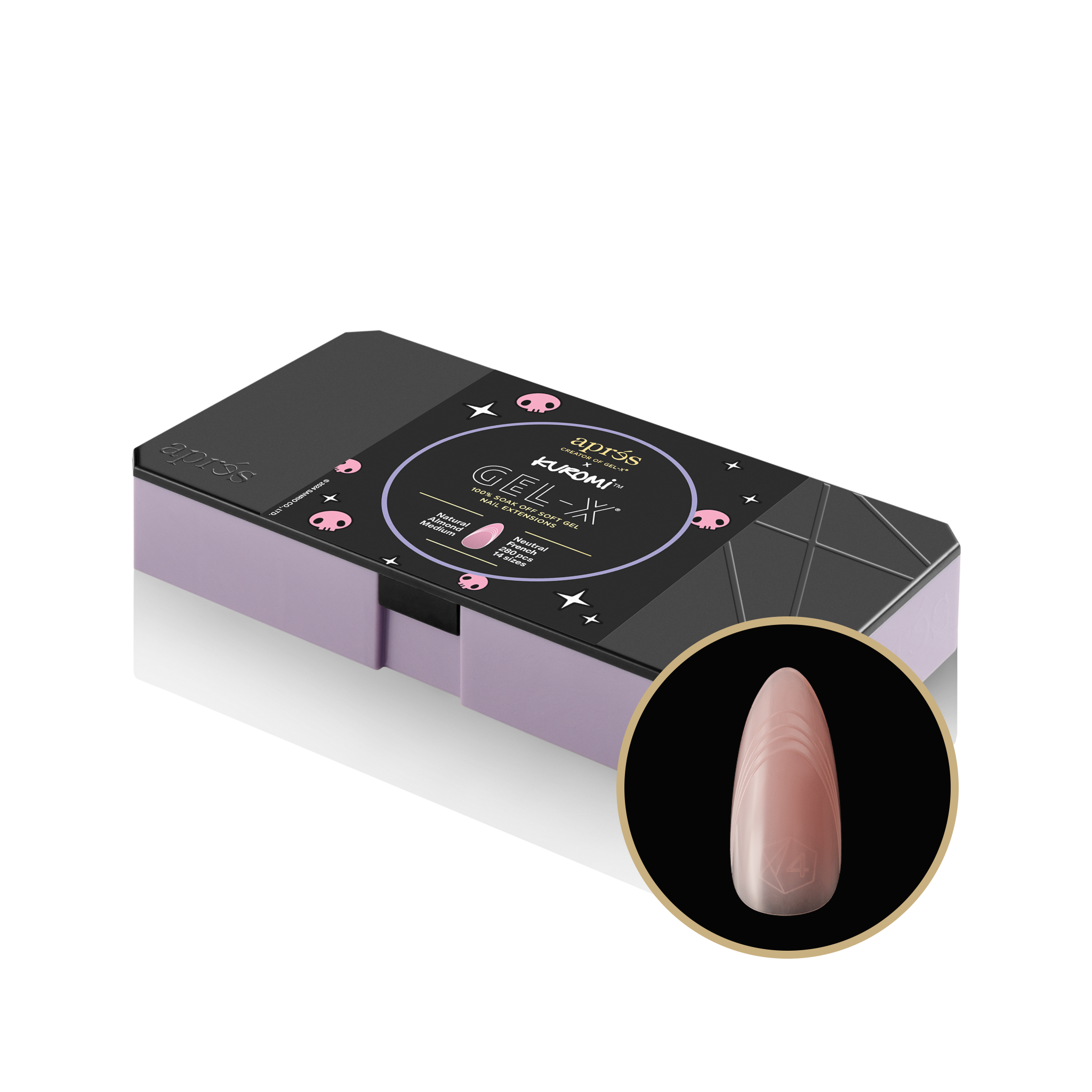 APRES - KUROMI X APRÉS GEL-X NEUTRAL FRENCH NATURAL ALMOND MEDIUM