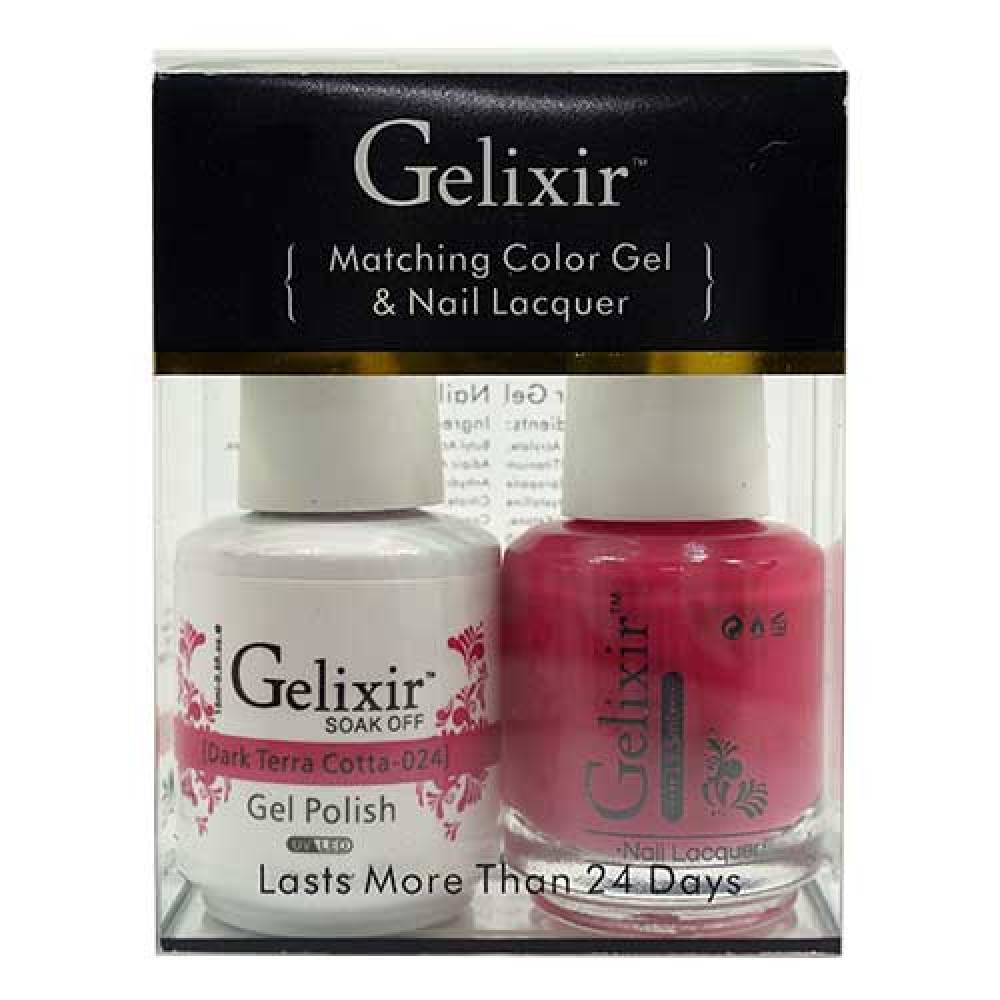 Gelixir - Matching Gel and Nail Lacquer - Dark Terra Cotta - #024