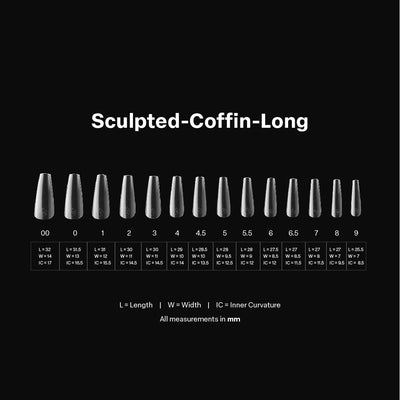 APRES - Gel-X Sculpted  Coffin Long 2.0 Box of Tips 14 sizes