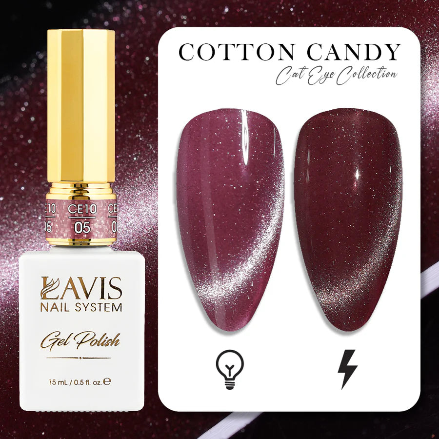 LAVIS Cat Eyes CE10 - 05 - Gel Polish 0.5 oz - Cotton Candy Collection