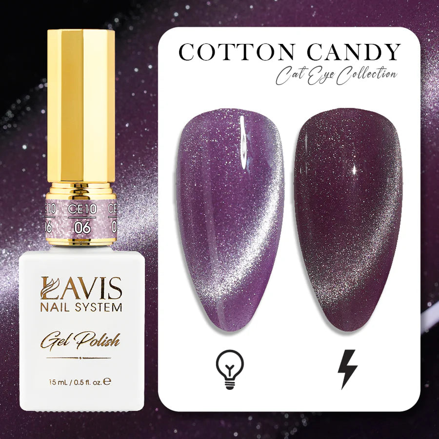 LAVIS Cat Eyes CE10 - 06 - Gel Polish 0.5 oz - Cotton Candy Collection