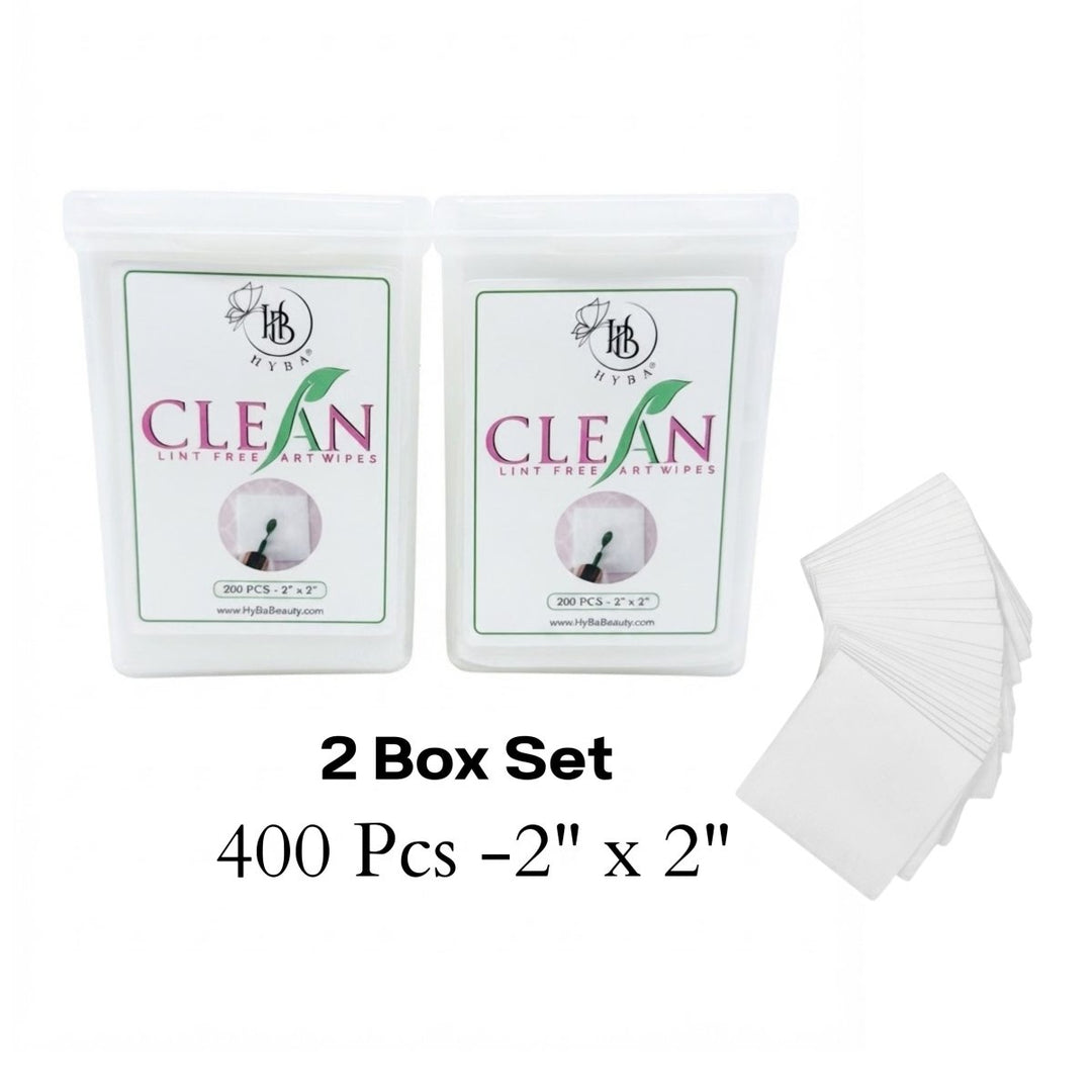 HyBa CLEAN Lint Free Wipes - 2 Boxes (400 PCS total - 2x 2)