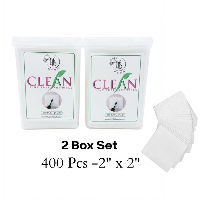 HyBa CLEAN Lint Free Wipes - 2 Boxes (400 PCS total - 2x 2)