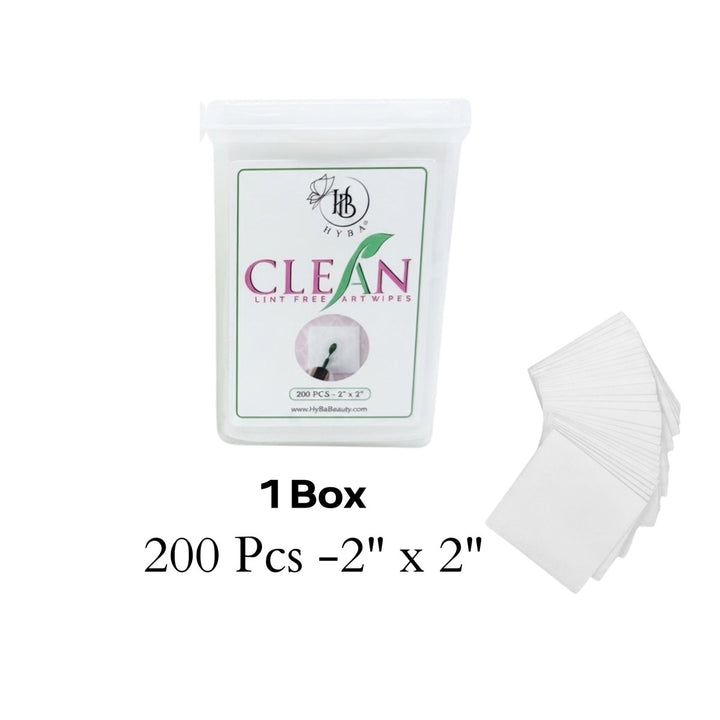 HyBa CLEAN Lint Free Wipes - 1 Box (200 PCS - 2x 2)