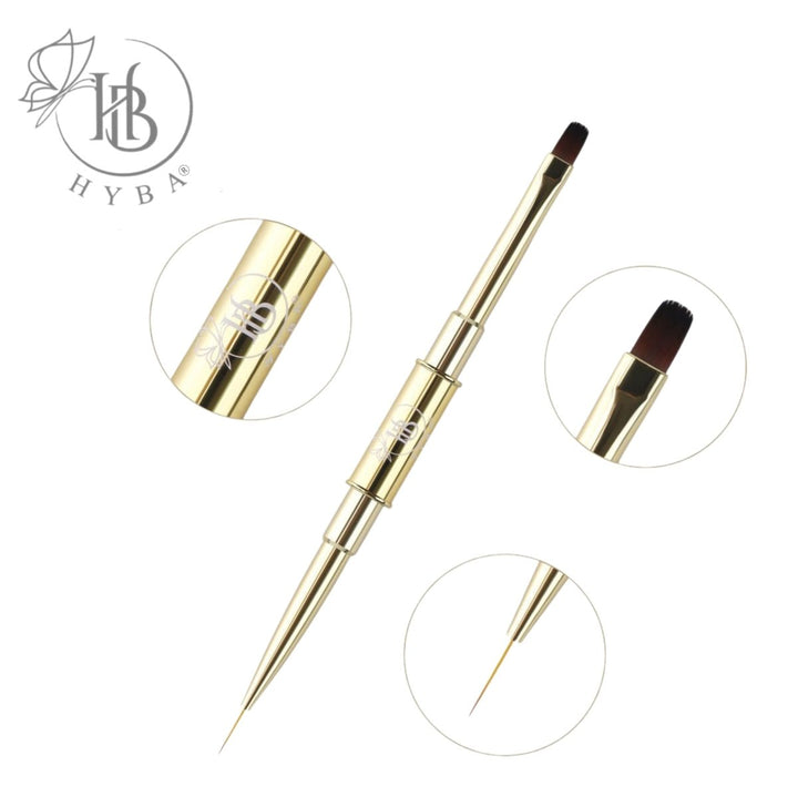 HyBa BUILDER GEL- Square Dual Brush and Liner (GOLD) 