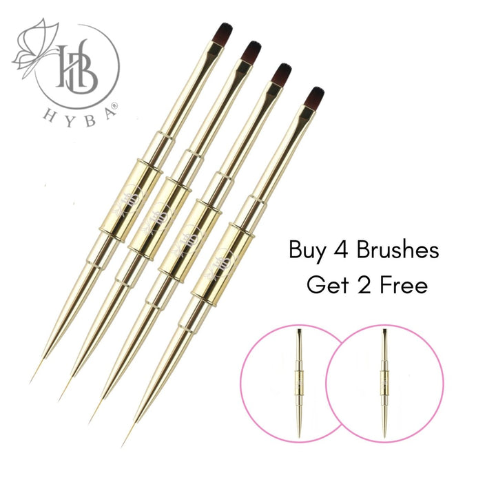 HyBa BUILDER GEL- Square Dual Brush and Liner (GOLD) 