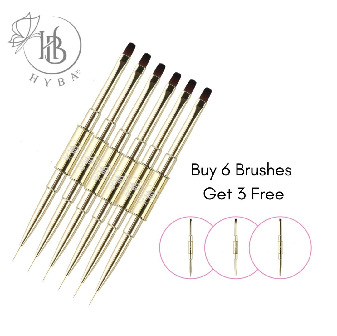 HyBa BUILDER GEL- Square Dual Brush and Liner (GOLD) 