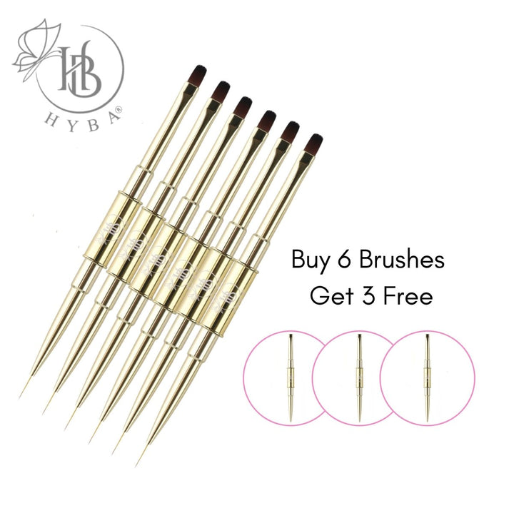 HyBa BUILDER GEL- Square Dual Brush and Liner (GOLD) 