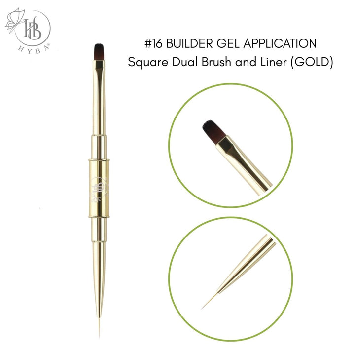 HyBa BUILDER GEL- Square Dual Brush and Liner (GOLD) 