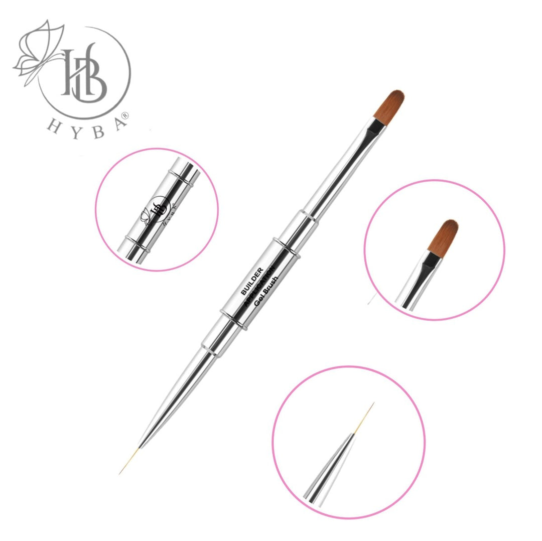 HyBa BUILDER GEL - Rounded Dual Brush and Liner (SILVER) 