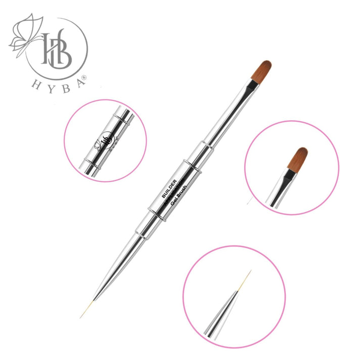 HyBa BUILDER GEL - Rounded Dual Brush and Liner (SILVER) 