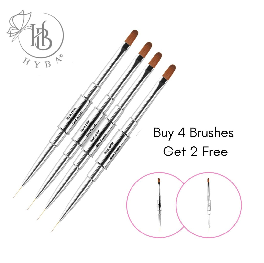 HyBa BUILDER GEL - Rounded Dual Brush and Liner (SILVER) 