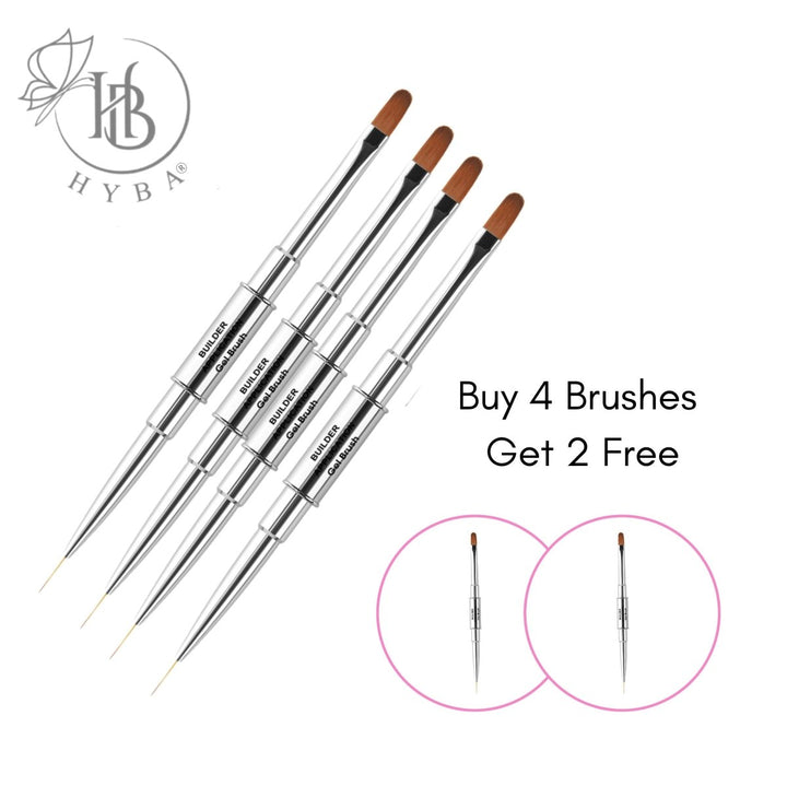 HyBa BUILDER GEL - Rounded Dual Brush and Liner (SILVER) 