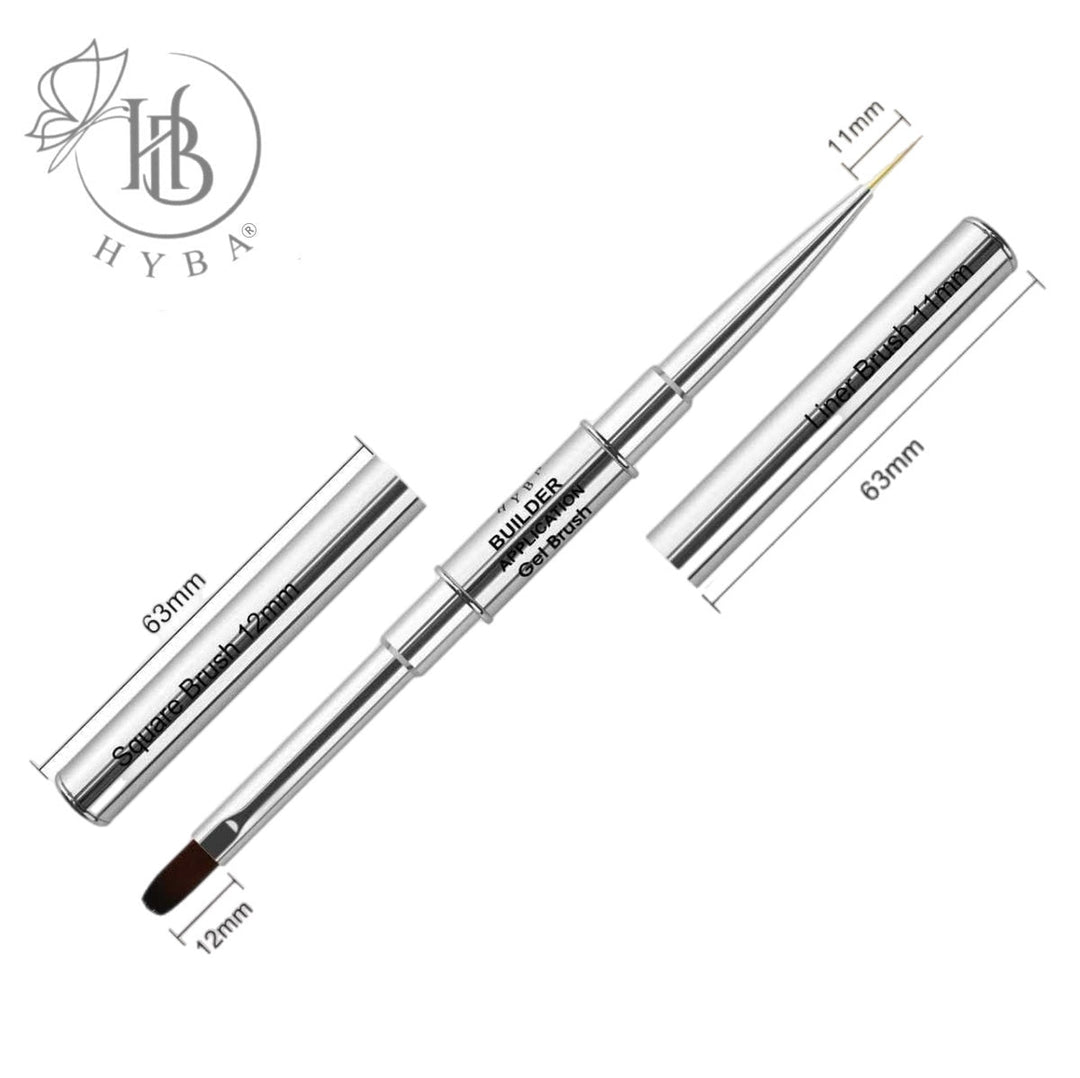 HyBa BUILDER GEL - Rounded Dual Brush and Liner (SILVER) 