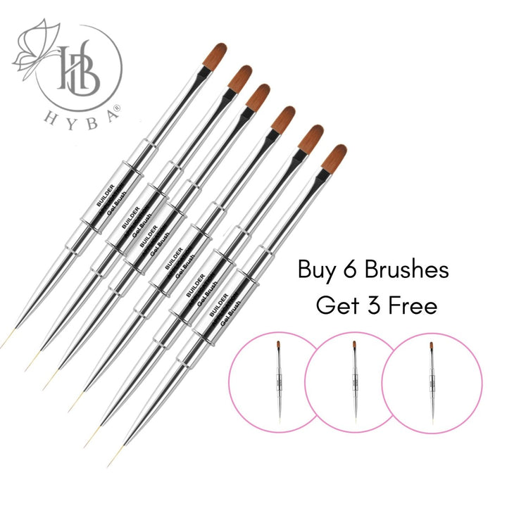 HyBa BUILDER GEL - Rounded Dual Brush and Liner (SILVER) 