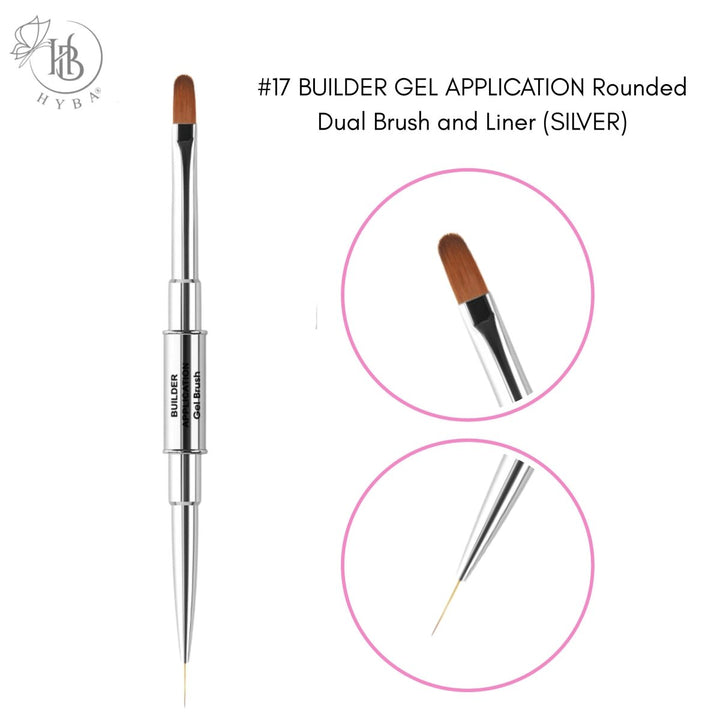 HyBa BUILDER GEL - Rounded Dual Brush and Liner (SILVER) 