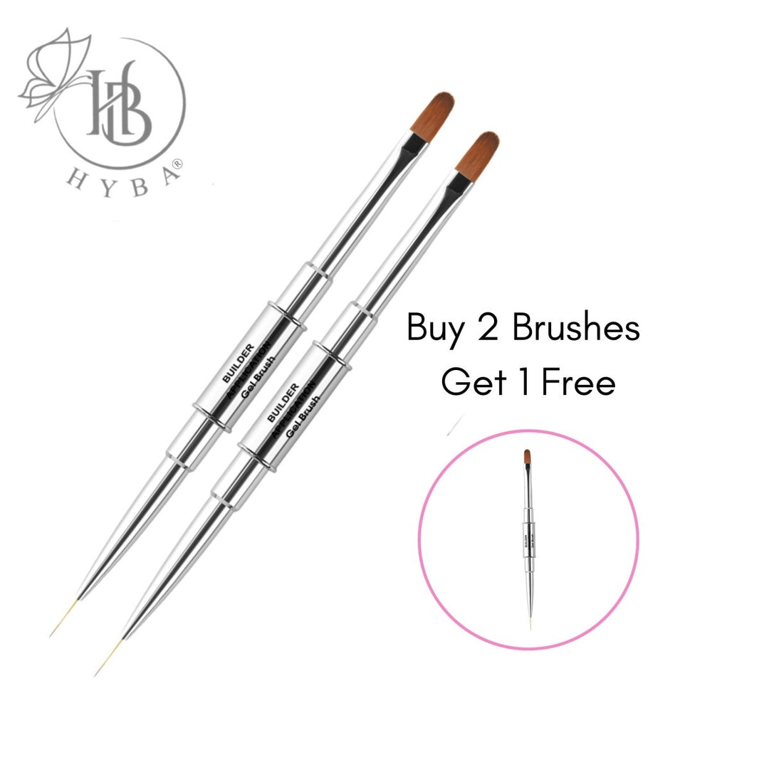 HyBa BUILDER GEL - Rounded Dual Brush and Liner (SILVER) 
