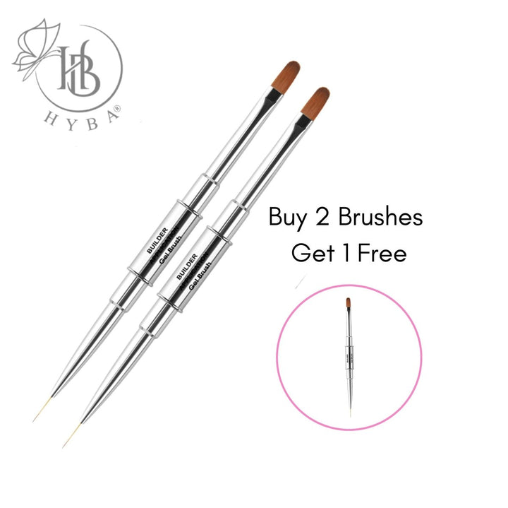 HyBa BUILDER GEL - Rounded Dual Brush and Liner (SILVER) 