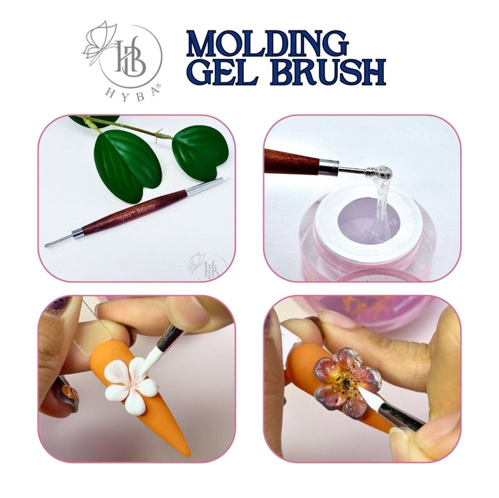 HyBa Molding Gel Dual Brush with Round Metal Tip 