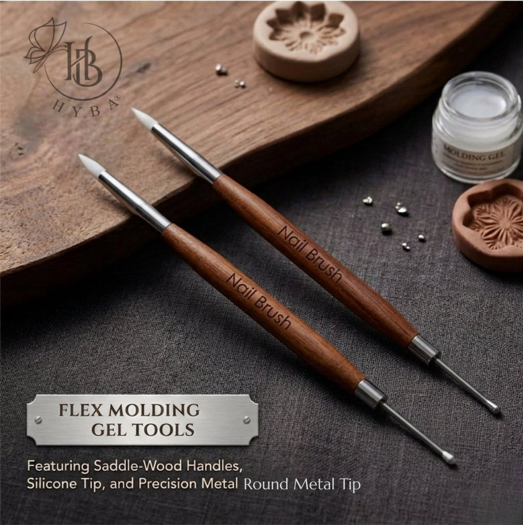 HyBa Molding Gel Dual Brush with Round Metal Tip 