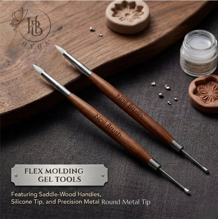 HyBa Molding Gel Dual Brush with Round Metal Tip 