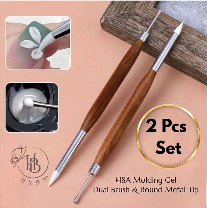 HyBa Molding Gel Dual Brush with Round Metal Tip 