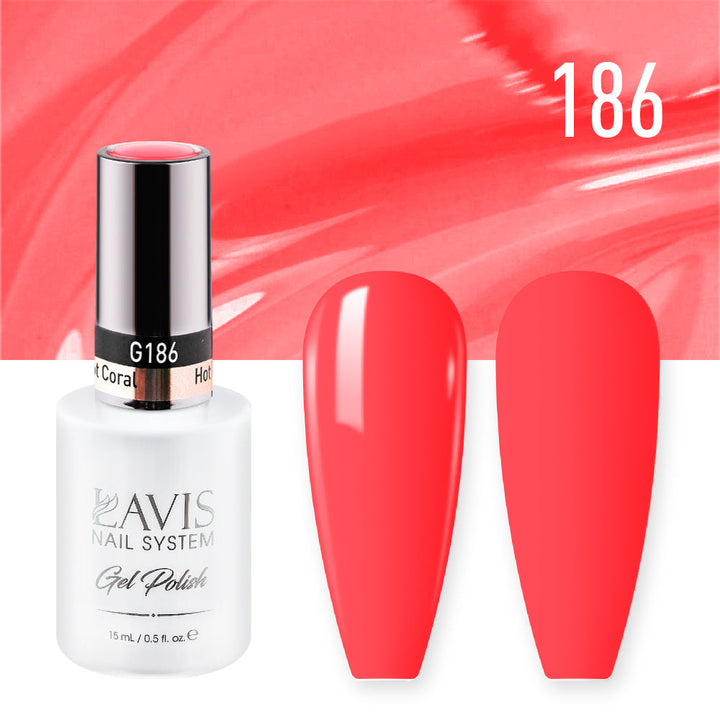 Lavis Gel Nail Polish Duo - 186 Pink Colors - Hot Coral