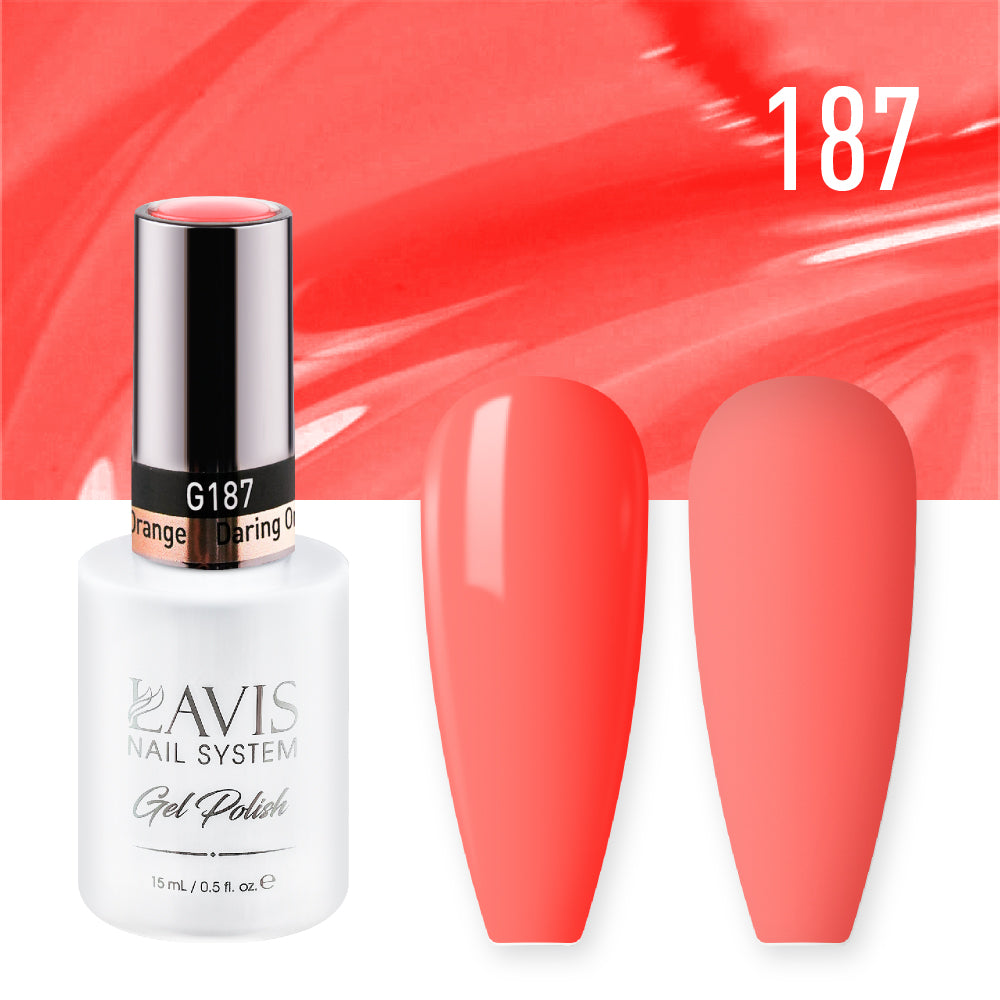 Lavis Gel Nail Polish Duo - 187 Scarlet Colors - Daring Orange