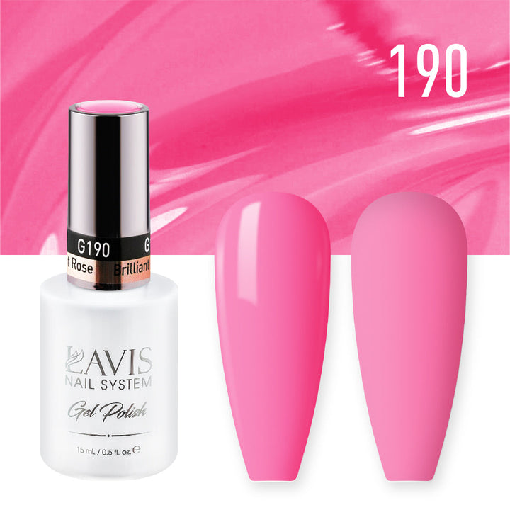 Lavis Gel Nail Polish Duo - 190 Pink Colors - Brilliant Rose