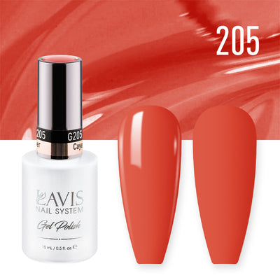 Lavis Gel Nail Polish Duo - 205 Orange Colors - Cayenne Pepper