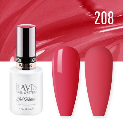 Lavis Gel Nail Polish Duo - 208 Scarlet Colors - Burnt Red