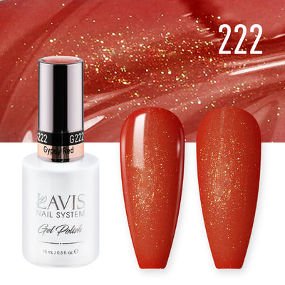 Lavis Gel Nail Polish Duo - 222 Shimmer, Red Colors - Gypsy Red