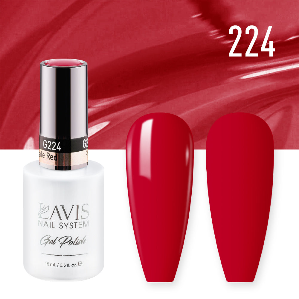 Lavis Gel Nail Polish Duo - 224 Scarlet Colors - Pomegranate Red