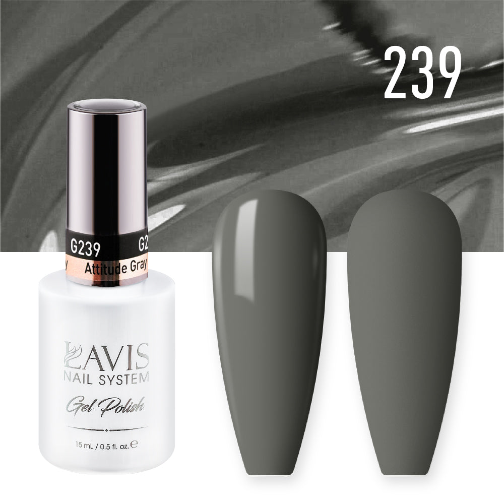 Lavis Gel Nail Polish Duo - 239 Gray Colors - Attitude Gray