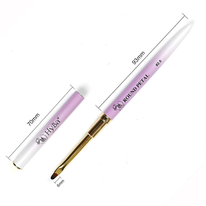HyBa ROUND PETAL Nail Art Brush 2.0, Kolinsky Hair 