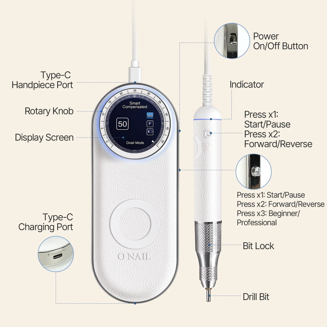ONAIL Rechargeable Nail Drill Pro Max – 50,000 RPM