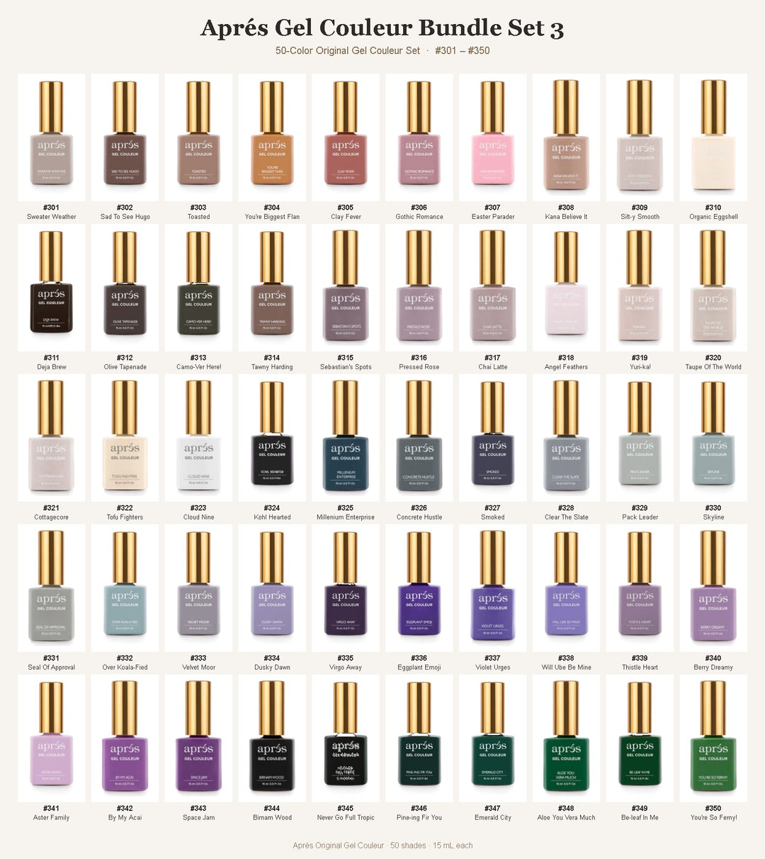 APRES Original Gel Couleur 50-Color Bundle Set 3