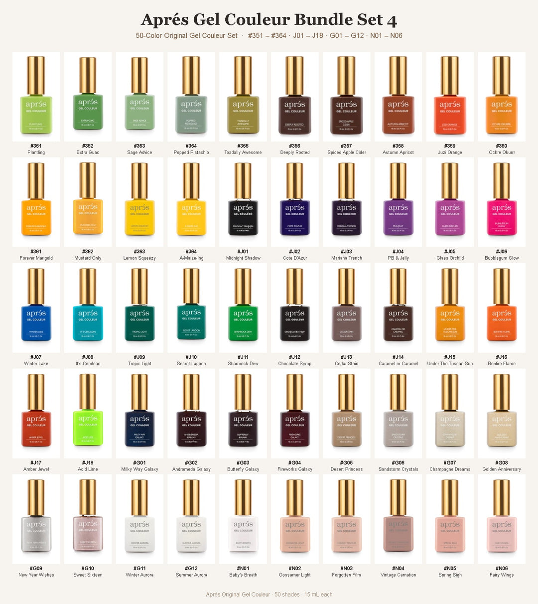 APRES Original Gel Couleur 50-Color Bundle Set 4