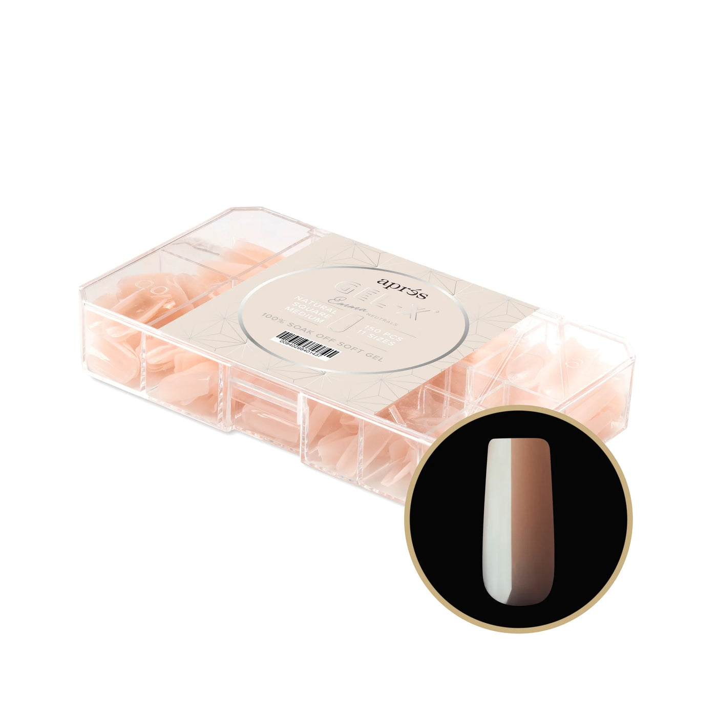 APRES - Gel-X® Neutrals Natural Emma Square Medium Box of Tips (150pcs)