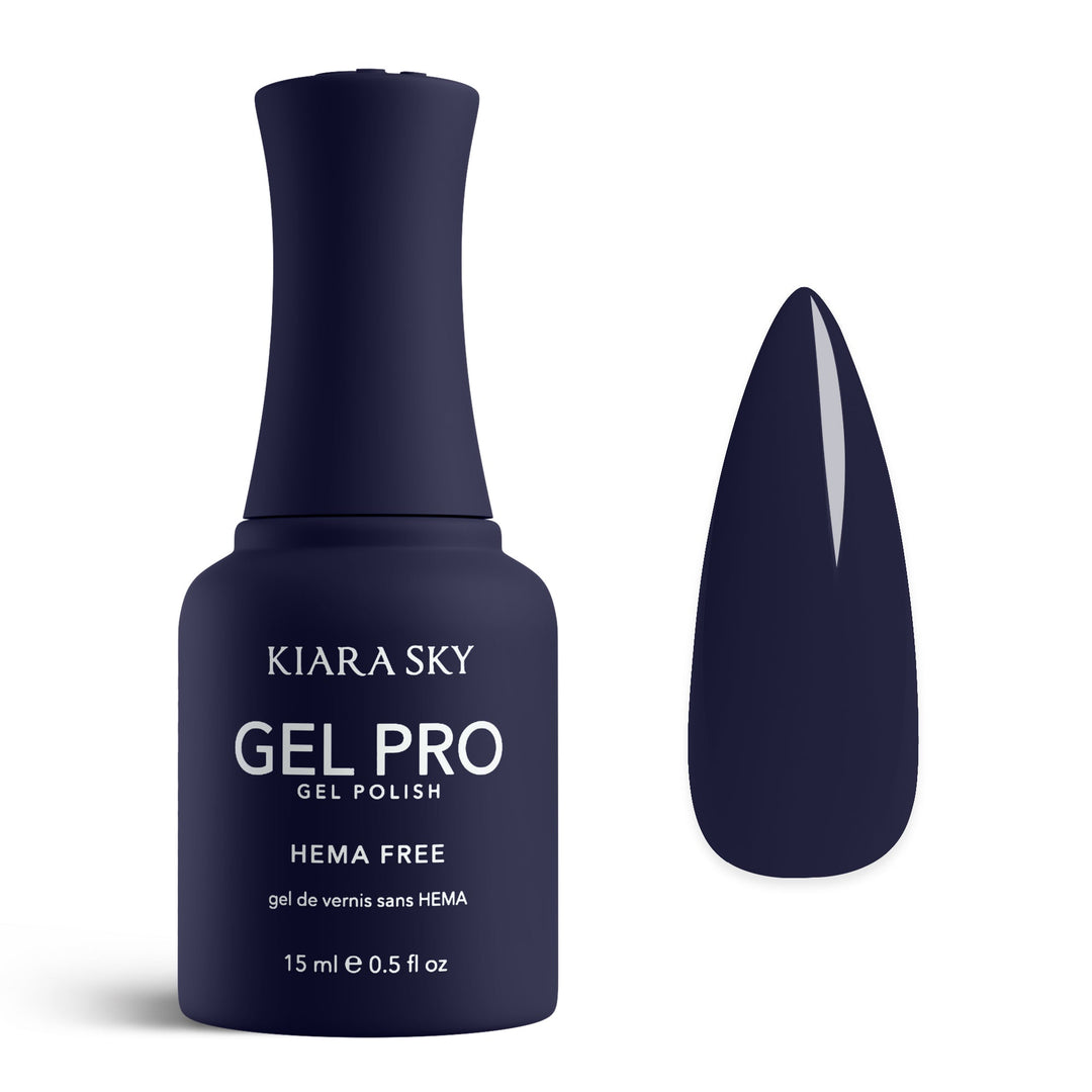 Kiara Sky Gel Pro HEMA-Free gel polish HFG192 Midnight Lecture - deep inky navy