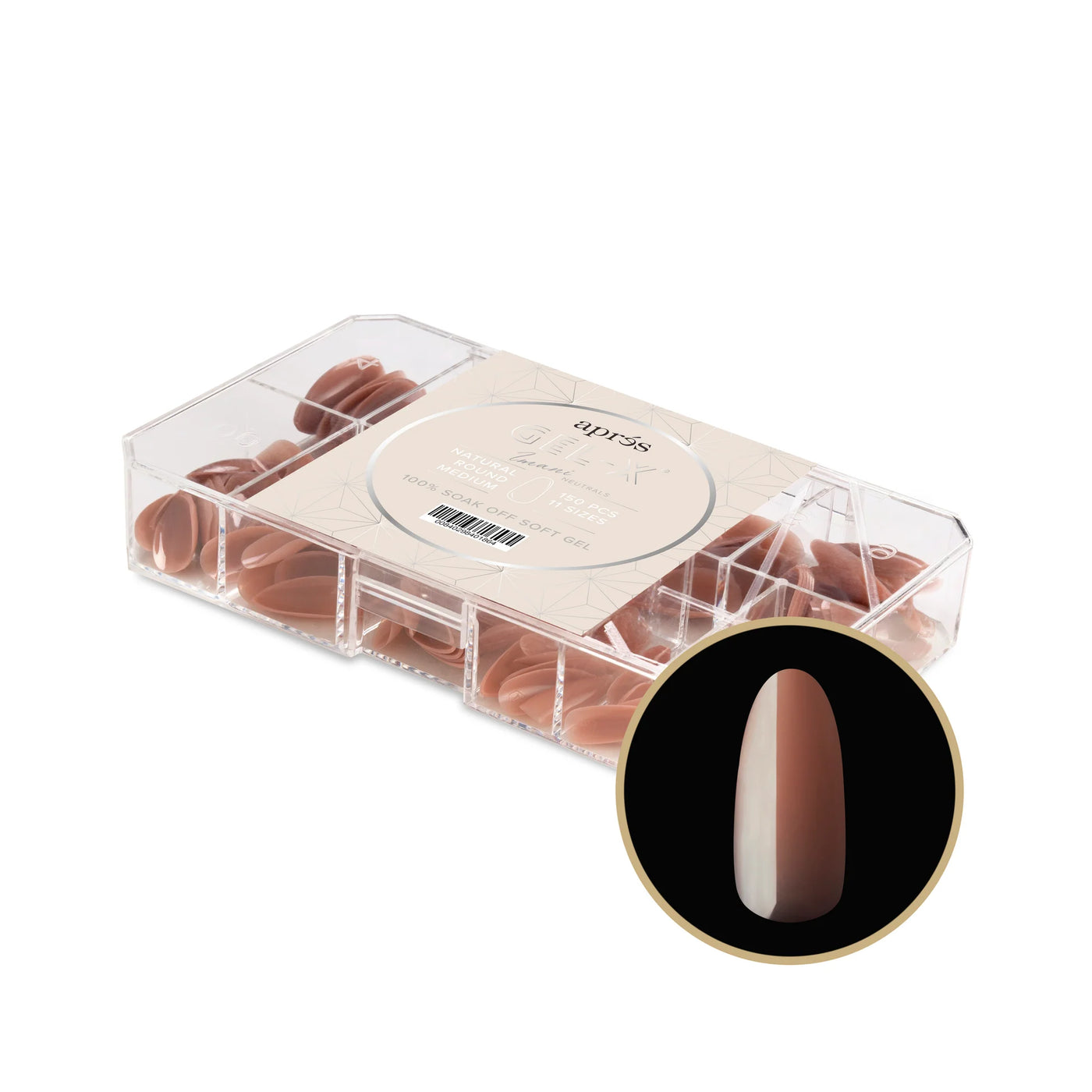 APRES - Gel-X® Neutrals Natural Imani Round Medium Box of Tips (150pcs)