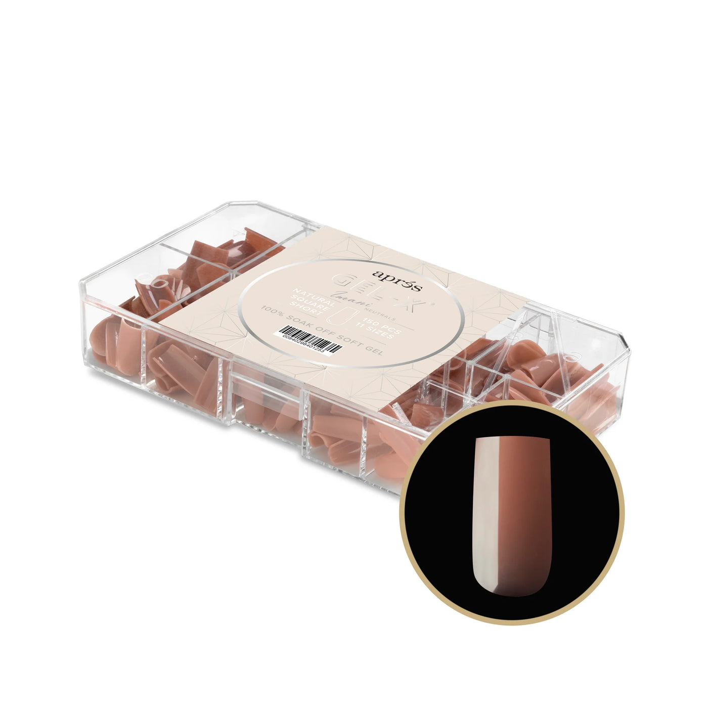 APRES -Gel-X® Neutrals Natural Imani Square Short Box of Tips (150pcs)