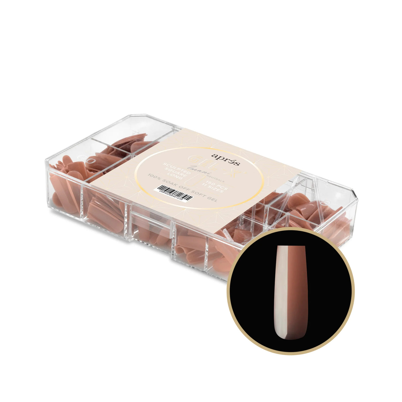 APRES -Gel-X® Neutrals Sculpted Imani Square Long Box of Tips (150pcs)