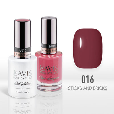 Lavis Gel Nail Polish Duo - 016 Red Colors - Sticks And Bricks