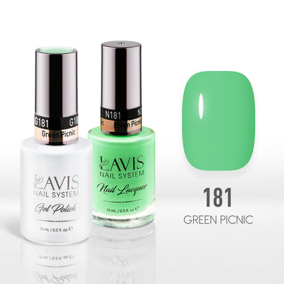 Lavis Gel Nail Polish Duo - 181 Green Colors - Green Picnic