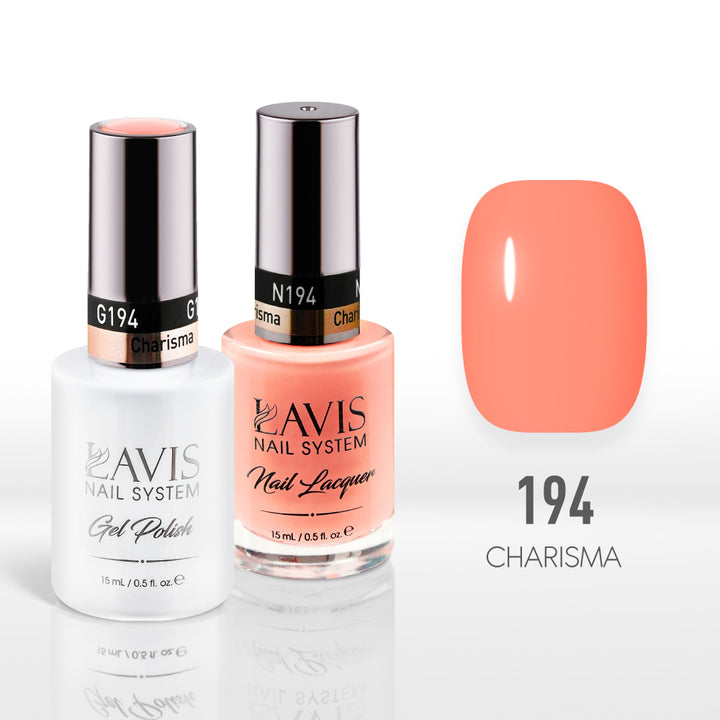 Lavis Gel Nail Polish Duo - 194 Coral Colors - Charisma