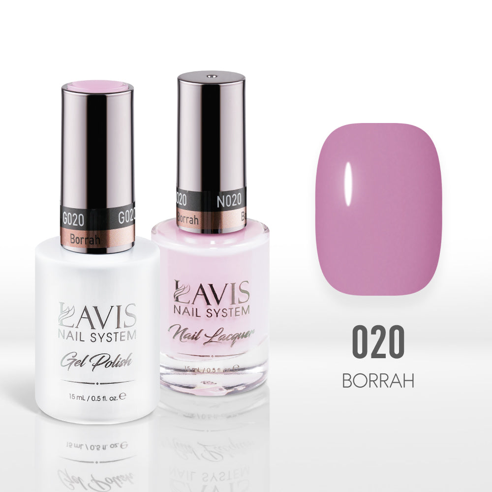 Lavis Gel Nail Polish Duo - 020 Pink Colors - Borrah