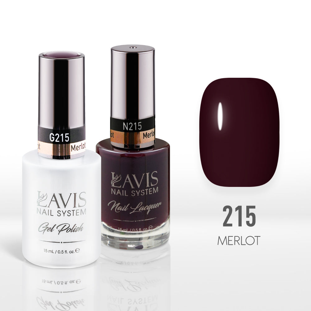 Lavis Gel Nail Polish Duo - 215 Plum Colors - Merlot