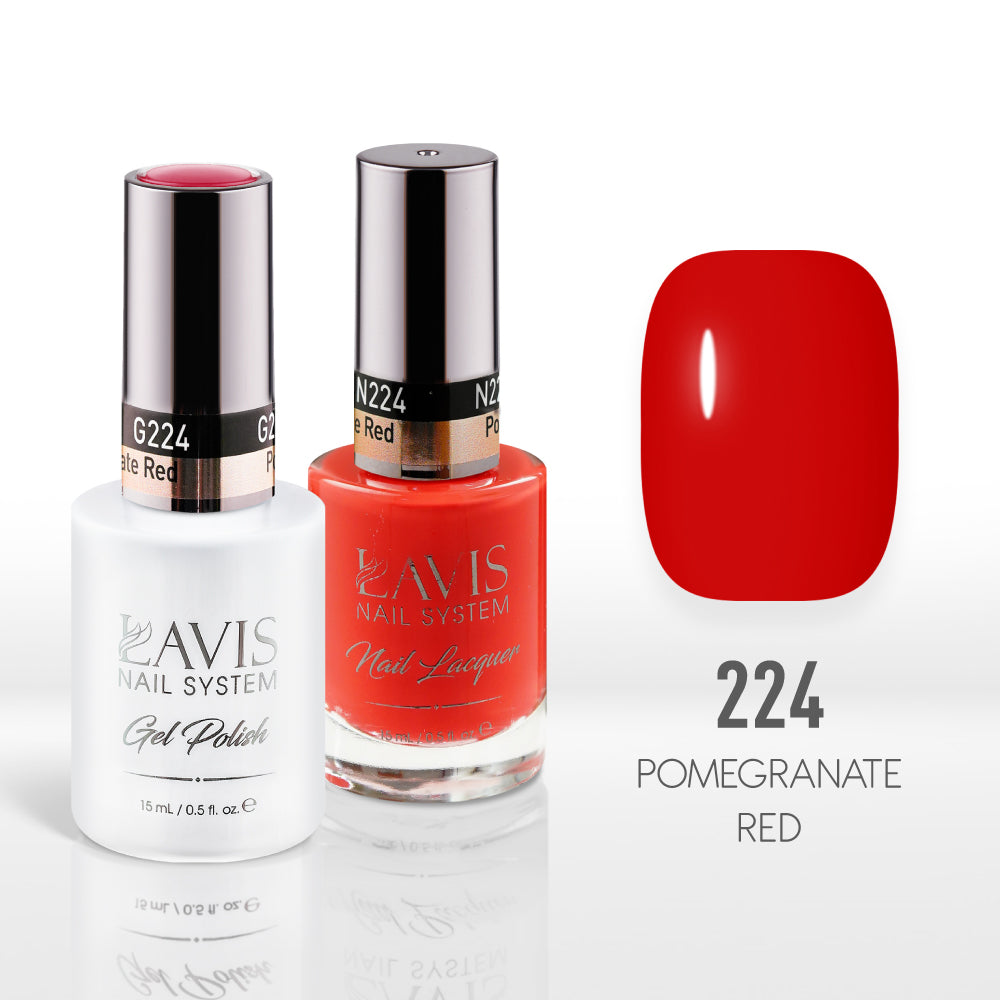 Lavis Gel Nail Polish Duo - 224 Scarlet Colors - Pomegranate Red