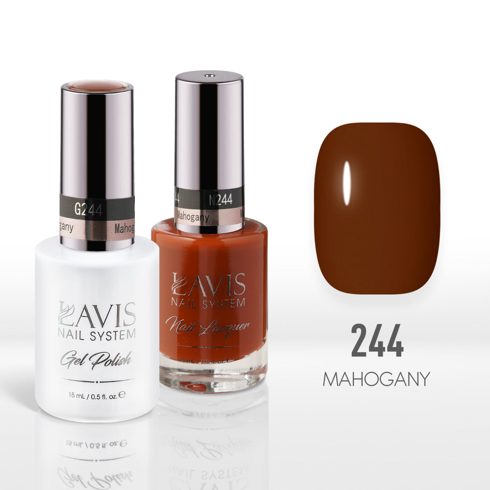 Lavis Gel Nail Polish Duo - 244 Brown Colors - Mahogany